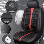 CAR PASS Leather Mesh Car Seat Covers Full Set, 3D Foam Breathable Luxury Mesh Leather Seat Covers Full Set, Universal Fit for Cars Trucks SUV, Airbag Compatible, Anti Slip Seats 5 Black Red