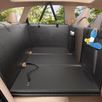 Back Seat Extender for Dogs-Large Space, Hard Bottom Dog Car Seat Cover for Back Seat Hold 420lb, Anti-scratch Backseat Extender for Dogs,Waterproof Dog Hammock for Car, SUV, Truck, All Black