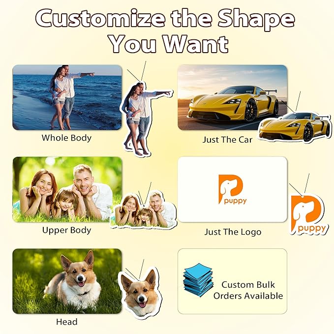 Custom Air Freshener with Picture, Personalized Car Air Freshener, Customized Double Sided Photo Air Fresheners, for Car, Wardrobe, Bathroom, Christmas Hanging Ornaments (Irregular Shape)