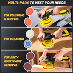 Cordless Car Buffer Polisher kit with 21V 2 X 2.0Ah Rechargeable Batteries,6 Inch Car buffer Waxer Kit, 6 Variable Speed 5500RPM Car Buffer Polisher for Car Detailing/Polishing/Waxing