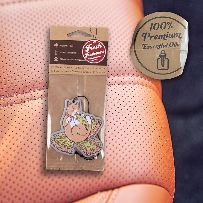 4 Pack Furry Friends Car Air Freshener Collection (Pizza Cat)