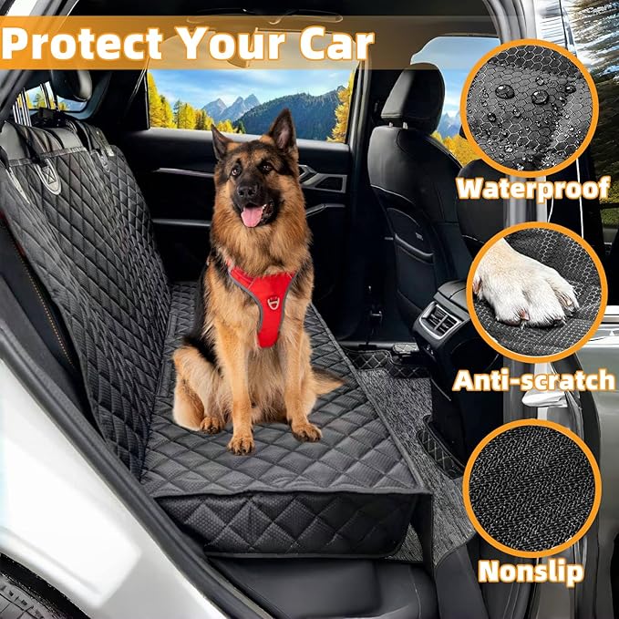 Dog Car Seat Cover for Back Seat Pet Cover for Dogs Waterproof Car Seat Protector Durable Nonslip Scratchproof Seat Covers for Cars SUV& Trucks