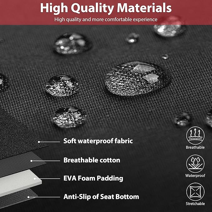 CAR PASS Neoprene Wetsuit Seat Covers, Waterproof Car Seat Covers Full Sets with 5mm Composite EVA, Universal Fit for Car,Sedan, SUV TrucksAnti Slip, Airbag Compatible(Black Red