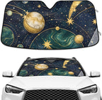 Windshield Sun Shade Galaxy Sunshade for Car Windshield Auto Sun Shades Front Windshield Gold Marbled Blocks UV Rays Visor Protector Accordion Folding Sun Reflector Auto Sunshade