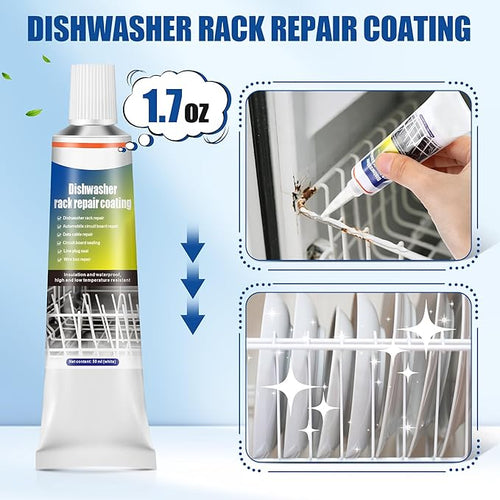 1.7oz Dishwasher Rack Repair Coating, White Dishwasher Vinyl Rack Rust Touch Up Paint Kit, Insulation and Waterproof, High and Low Temperature Resistant