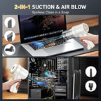 KMM Handheld Car Vacuum Cleaner, 9000PA Vacuum Cleaner & Air Duster, 120W High Power Vacuum Portable Cordless, Hand Held Vacuum Rechargeable with Multi-Nozzles & LED Light for Home, Car, Office