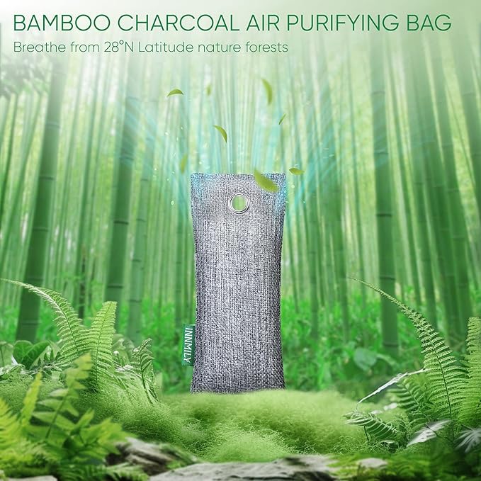 Activated Charcoal Odor Absorber,6 Pack Nature Odor Eliminator for Shoes, Bamboo Charcoal Air Purifying Bags,Shoe Deodorizer and Moisture Absorbers for Fresh Sneakers,Shoe Smell Remover