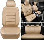 CAR PASS Leather Seat Covers Full Set Universal Water Resistant 3D Foam Back Support, Luxury Comfort Automotive 5 Seat Covers All Season Fit for SUV,Sedan,Van, Airbag Compatible Elegance (Beige)