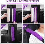 JUSTTOP 2-Pack Universal Car Seat Belt Pads Cover for A More Comfortable Driving, Seat Belt Shoulder Strap Covers Harness Pad for Car Interior Accessories(Purple)