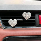 4-Pack Crystal Heart Car Vent Clips – Sparkling Rhinestone Air Fresheners for Cars, Bling Diamond Auto Fragrance Holder for SUV & Sedan(Write, Ocean)