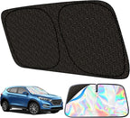 Foldable Sun Shade for Car Windshield Sunshade with Memory Steel Ring (Iridescent, M（55 * 27.5Inch)