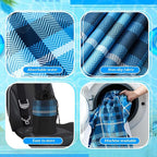 2 Pack Car Seat Towel Covers with Storage Bag 63 x 32 Inch Athletic Running Towel Seat Sweat Washable Non Slip Cover Gift for Car Outdoor Sport Activities (Blue Plaid)