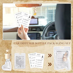 Boao 100 Sets Hanging Car Air Freshener Diffuser Bottles with Instruction Card and 4 x 6'' Resealable Holographic Bag for Empty Car Essential Oil Perfume Bottles Packaging (Heart)