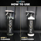 Nexgen Car Leather Cleaner and Conditioner Set - Quick Spray Car Seat Conditioner and Leather Restorer - Gentle Liquid Formula, Multi-Purpose Cleaner for Cars, Couch, Boots, Purses, and More