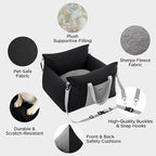 Lesure Small Dog Car Seat for Small Dogs - Waterproof Dog Booster Car Seat with Storage Pockets, Clip-On Safety Leash and Thickened Memory Foam Filling, Pet Carseat Puppy Travel Carrier Bed, Black