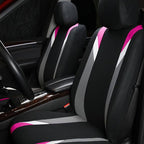 FH Group Car Seat Covers Premium Modernistic Flat Cloth Car Seat Covers Front Seats Only Pink Black, Airbag Compatible Universal Fit Interior Accessories Cars Trucks SUV Car Accessories Protector