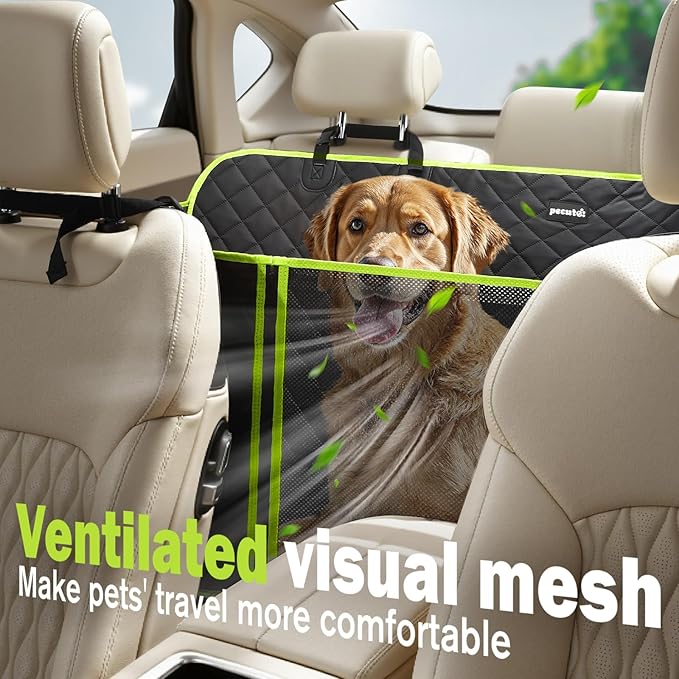 Pecute Dog Car Seat Cover for Back Seat 53.54 * 23.62 in, Car Window Fixing for Maximum Car Protection, Leather Fabric Back Seat Extender for Dogs, Waterproof & Scratch-Resistant, Support to 330 lbs