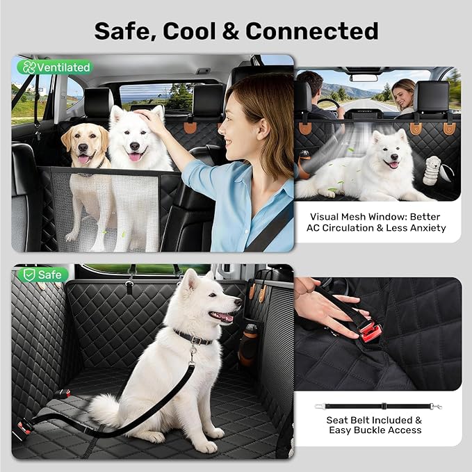 Zanch Heavy-Duty Dog Car Seat Cover, Flat Solid Back Seat Extender for Multi Large Dogs, Hard-Base Supports 450 lb, Waterproof Scratchproof Hammock Protector, Standard for Cars, SUV, Trucks, Orange