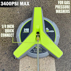 15" Gas Pressure Washer Surface Cleaner with Wheels 3400 PSI Max, Surface Cleaner for Power Washer Attachment for Concrete, Patio, Sidewalk, and Driveways