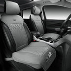 CAR PASS Car Seat Protector, 2 Pack Sideless Nappa Leather Seat Covers for Cars, All Season Waterproof Breathable Front Seats Cushion with Storage Pocket Universal Fit Vehicle Car SUV Truck, All Gray