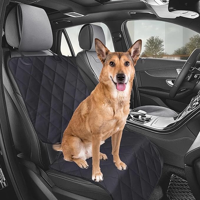 Front Dog Seat Covers, Waterproof Front Seat Car Cover,Dog Car Seat Cover with Side Flaps, Waterproof & Nonslip Dog Seat Coverfor Cars, Trucks, SUVs, Jeep.(Black)