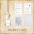 Boao 100 Sets Hanging Car Air Freshener Diffuser Bottles with Instruction Card and 4 x 6'' Resealable Holographic Bag for Empty Car Essential Oil Perfume Bottles Packaging (Cylinder)