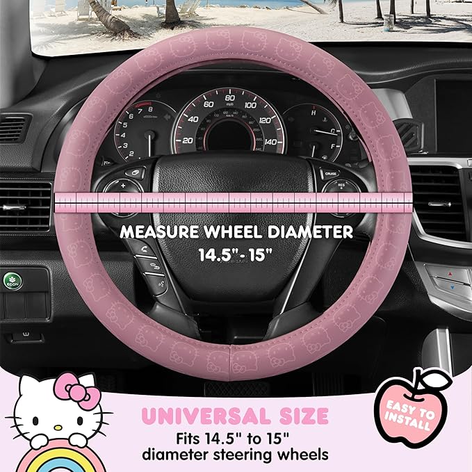Sanrio Hello Kitty Car Trunk Organizer, Steering Wheel Cover, Air Freshener & Refill – Cute, Collapsible, Heavy-Duty Storage & Car Accessories for Groceries, Tools, Travel – 12.5"L x 12.5"W x 9"H