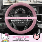 Sanrio Hello Kitty Car Trunk Organizer & Steering Wheel Cover Set – Cute, Non-Slip, Soft Grip Car Accessories for Women – Collapsible Storage Bin for Groceries, Tools & Travel – 12.5"L x 12.5"W x 9"H