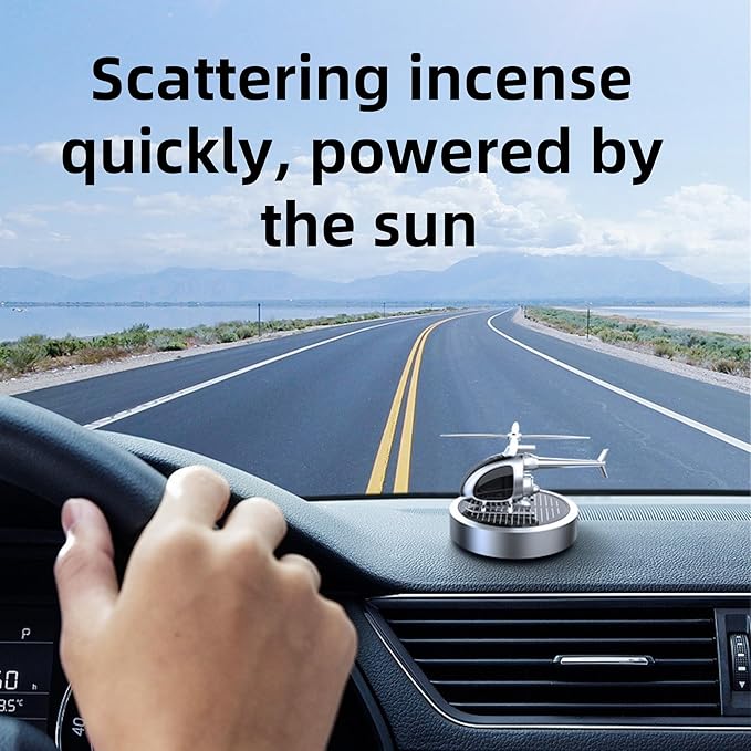 Car Diffuser Quiet & Stylish Helicopter Solar Dashboard Decor Auto-Rotating Air Purifier for Men & Military Enthusiasts Enhance Driving Experience (White)