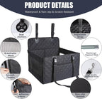 Dog Car Seat for Medium Small Dogs, Pet Car Seat with Adjustable Safety Belt & Storage Pockets, Breathable Waterproof Pet Car Seats Cover, Small Dog Seats for Dogs Under 30lbs (Medium, Black)