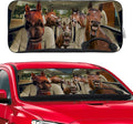 Funny Horse Family Windshield Sunshade for Car SUV Truck Foldable Uv Ray Reflector Front Window Sun Shade Visor Shield Cover -59" X 31"