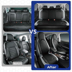 Skechers Memory Foam Car Seat Covers, Leather High Back Seat Covers Quilting Design,Waterproof Sports Car Seat Covers Full Sets,Airbag Compatible, Universal Fit for Most Cars, SUVs,Trucks,Gray