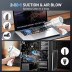 KMM Handheld Car Vacuum Cleaner, 9000PA Vacuum Cleaner & Air Duster, 120W High Power Vacuum Portable Cordless, Hand Held Vacuum Rechargeable with Multi-Nozzles & LED Light for Home, Car, Office
