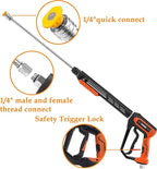 FIXFANS Pressure Washer Gun Kit, 5000PSI Power Washer Handle Gun with Replacement Wand Extension, High Pressure Spray Gun with 5 Nozzle Tips, M22 Fitting, 1/4" Quick Connect Female