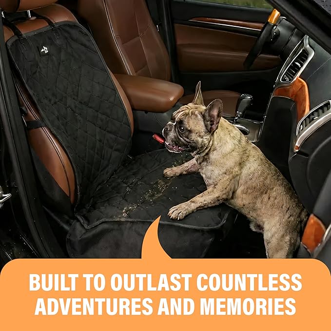 Active Pets Dog Car Seat Cover, Waterproof Front Seat Protector for SUV Truck Sedan, Pet Safety Travel Comfort System with Universal Fit, Orange