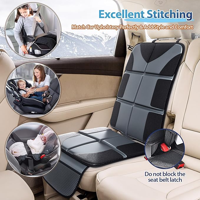 Gimars Car Seat Protectors, 2 Pack XL 5-Layer Thickest EPE Waterproof Protectors with 600D Fabric, Nonslip Backing, Storage Pockets for SUV, Sedan, Truck, Leather Seats (Gray)