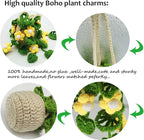 Knitted Boho Plant Hanging Ornament, Cute Crochet Car Plant Basket, Rear View Mirror Decoration - Yellow Flower