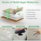 2 Pack Leather Front Car Seat Cover Bottom Only, Anti-Slip Padding Seat Cushion, Full Wrap Seat Protector with Storage Function Universal Fit for Most Cars, SUV, Pick-up Trucks (Beige)