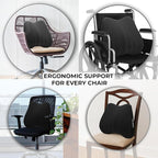 Samsonite Lumbar Support Pillow for Office Chair and Car Seat - Memory Foam Pillows Car Lumbar Support Brace, Lumbar Support Pillow for Car & Low Back Pain Relief, Black