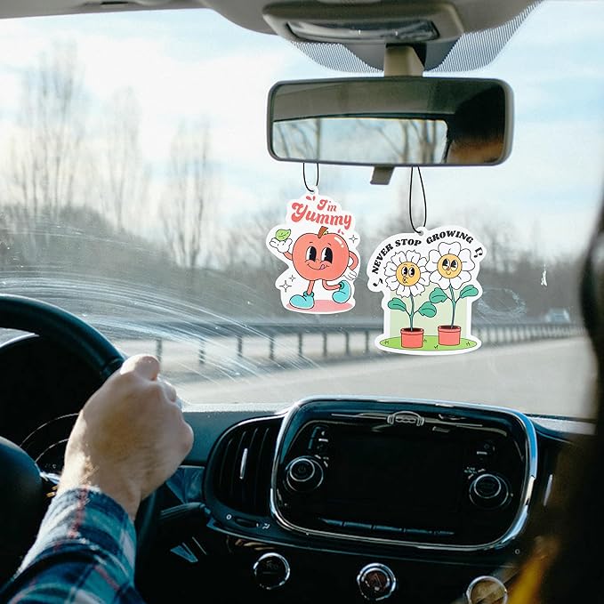 5Pcs Retro Cute Car Air Fresheners Car Interior Accessories Hanging Scents Kawaii Freshener Automotive Room Decor for Women Teen Girls Gift