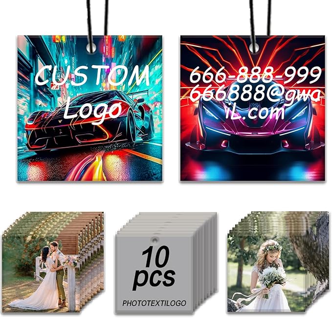 10/20/50/100Pcs Custom Logo Air Freshener for Car Bulk - Wholesale Personalized Car Air Fresheners with Photo Text Business Logo Customized Passenger Princess Car Decor (10 Square)