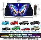 Socira Blue Butterfly Car Windshield Sun Shade Umbrella Foldable Sunshade for Front Window Auto Windshield Sunshade Covers Butterfly Car Accessories Prevent Sun Rays Heat 57'' X 30''