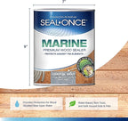 SEAL-ONCE Marine Ready Mix - 1 Gallon Penetrating Wood Sealer Waterproofer & Stain (Coastal Gray). Water-Based, Ultra-Low VOC Formula for high-Moisture Areas to Protect Wood Docks, Decks & Piers.