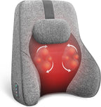 COMFIER Back Lumbar Support Pillow for Office, Heated Back Support with 4 Shiatsu Massage Heads & Heating Function, Memory Foam Lumbar Pillow for Computer Gaming Chair-Gray