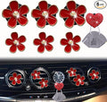 6 Pcs Flowers Air Vent Clips Red Daisy Car Air Freshener Vent Clips Cute Fower Accessories for Women Refillable Diffuser, Car Decoration + Red Heart Mask Hook