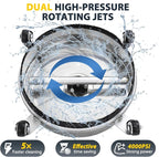Dalmbox 14" Pressure Washer Surface Cleaner with 4 Wheels, 1/4" Quick Plug, Stainless Steel Housing, 4000 PSI, Pressure Washer Surface Cleaner Attachment for Patio, Courtyard, Concrete, Sidewalks