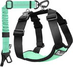 Pawaboo Dog Seat Belt Harness for Car, Dog Car Harness Seatbelt with Double Clips, Adjustable Breathable Pet Vest & Dogs Safety Tether with Elastic Bungee for Small Medium Large Pet, M, Blue + Black