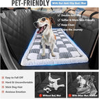 Backseat Dog Bed Non-Slip, Dog Bed for Car Back Seat Soft and Comfortable, Back Seat Pet Bed Mat for Travel, Pet Car Blanket for Backseat Extender and Seat Covers 51"X 23.5" Light Grey & White