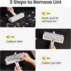 TripleWood Pet Hair Removal Tool and Lint Roller Value Set, Extra Sticky Lint Remover and Reusable Dog Cat Hair Remover for Pet Hair Removal on Furniture, Couch, Carpet, Clothing, Bright White