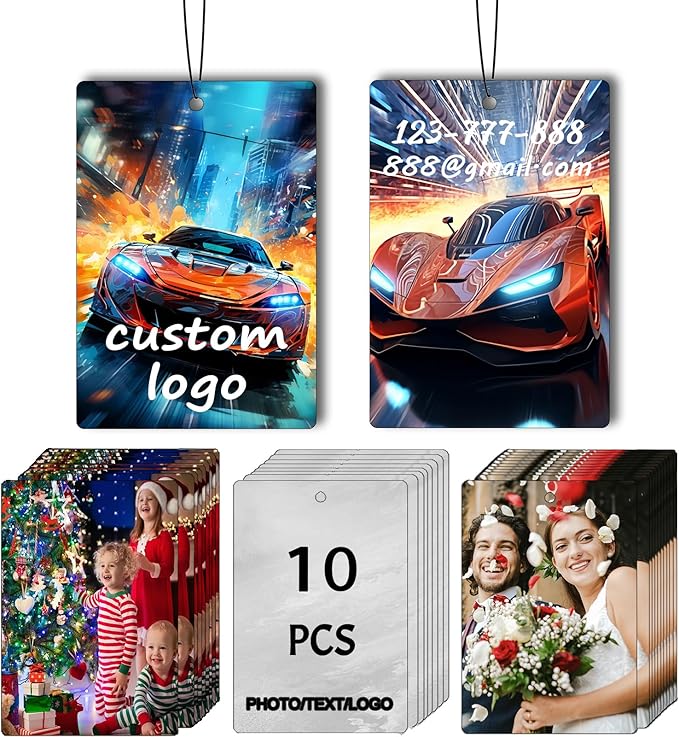 10/20/50/100/Pcs Custom Air Fresheners for Car Bulk, Personalized Double-sided Car Air Fresheners Customized Bulk Wedding Party Guests Souvenir Gifts (10 Rectangle)